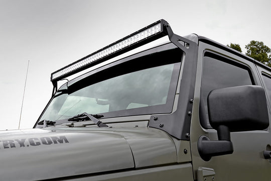 70504BL LED Light - Windshield Mount - 50" Black Dual Row - Jeep Wrangler JK (07-18) Rough Country Canada