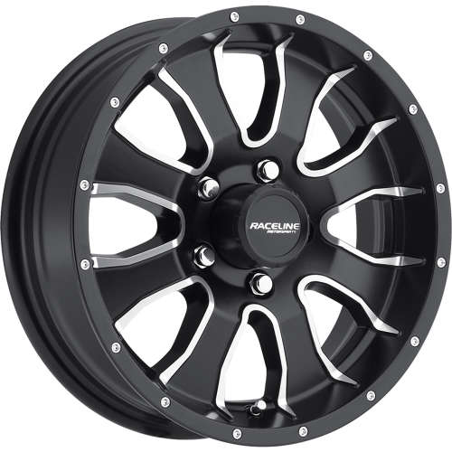 861M-66080 - Raceline 861M Mamba 16X6 8X165.1 0mm Black with Machined Spoke Accents - Raceline Wheels Canada