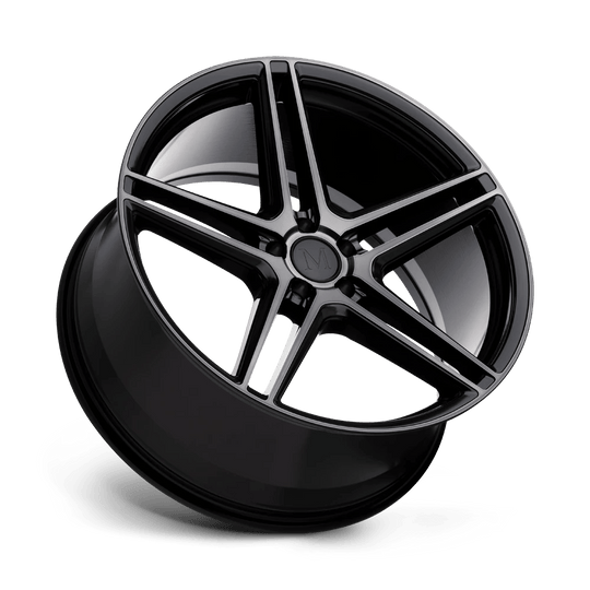 1895BMN295112B66 - Mandrus Bremen 18X9.5 5X112  29mm Semi Gloss Black W/ Mirror Cut Face - Mandrus Wheels Canada