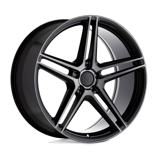 1985BMN325112B66 - Mandrus Bremen 19X8.5 5X112  32mm Semi Gloss Black W/ Mirror Cut Face - Mandrus Wheels Canada