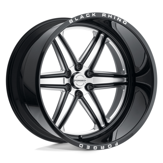2214MDR-66140B12 - Black Rhino Marauder 22X14 6X139.7 -76 mm Gloss Black W/ Milled Spokes - Black Rhino Wheels Canada
