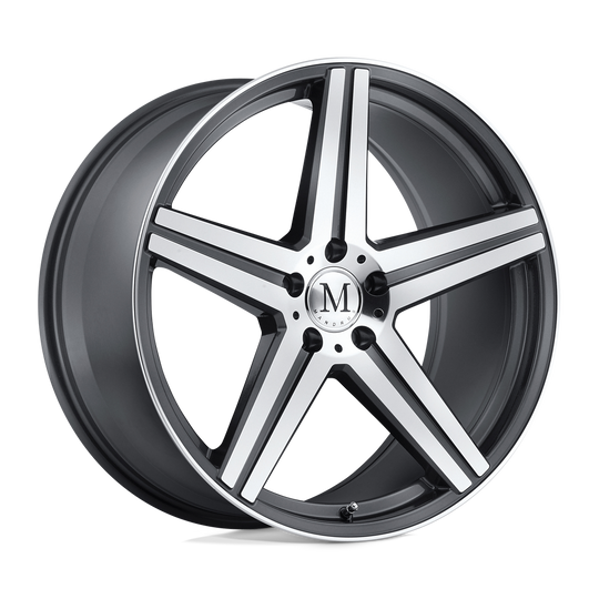 1995MAE505112G66 - Mandrus Estrella 19X9.5 5X112  50mm Gunmetal W/ Mirror Cut Face & Lip - Mandrus Wheels Canada
