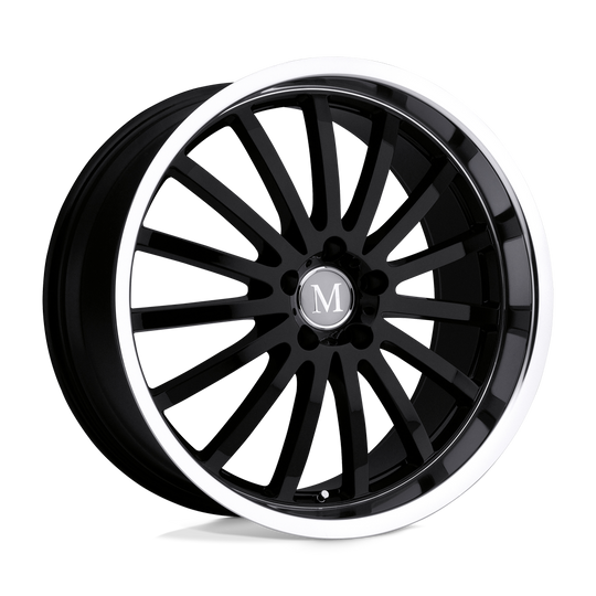 1780MAM325112B66 - Mandrus Millenium 17X8 5X112  32mm Gloss Black W/ Mirror Cut Lip - Mandrus Wheels Canada