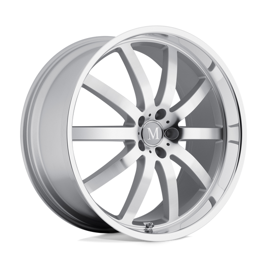 1895MAW355112S66 - Mandrus Wilhelm 18X9.5 5X112  35mm Silver W/ Mirror Cut Face & Lip - Mandrus Wheels Canada
