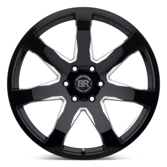 2410MZA356135B87 - Black Rhino Mozambique 24X10 6X135  35mm Gloss Black & Milled - Black Rhino Wheels Canada