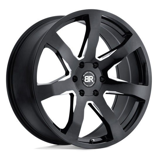 2085MZA255150B10 - Black Rhino Mozambique 20X8.5 5X150  25mm Gloss Black & Milled - Black Rhino Wheels Canada