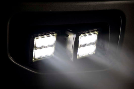 70831 LED Light - Fog Mount - Dual 2" Black Pairs - SAE - Ford F-150 (15-17) Rough Country Canada
