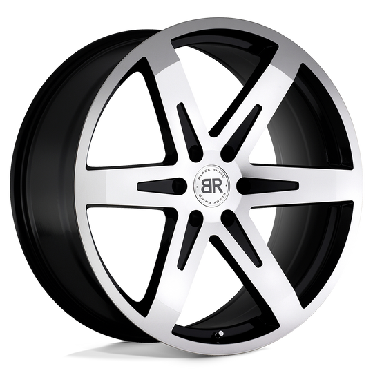 2090PEK206114B76 - Black Rhino Peak 20X9 6X114.3  20mm Gloss Black W/ Mirror Cut Face - Black Rhino Wheels Canada