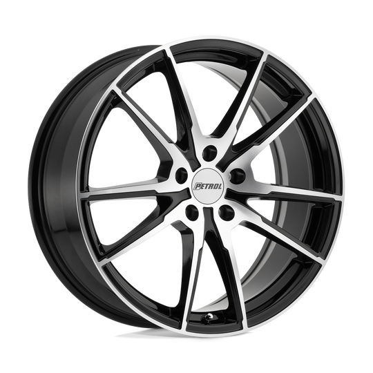 1980P0A325112B72 - Petrol P0A 19X8 5X112  32mm Gloss Black W/ Machined Cut Face - Petrol Wheels Canada