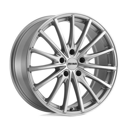 1880P3A325112S72 - Petrol P3A 18X8 5X112  32mm Silver W/ Machined Cut Face - Petrol Wheels Canada