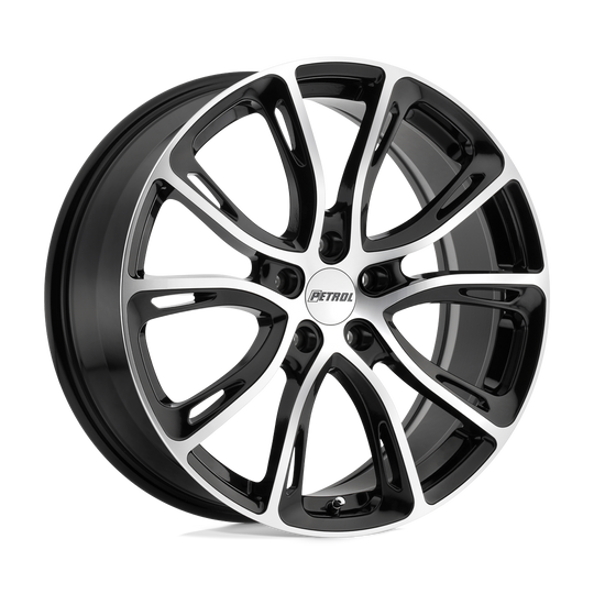 1775P5A325112B72 - Petrol P5A 17X7.5 5X112  32mm Gloss Black W/ Machined Cut Face - Petrol Wheels Canada
