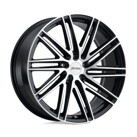 2085P1C405108F72 - Petrol P1C 20X8.5 5X108  40mm Gloss Black W/ Machined Face - Petrol Wheels Canada