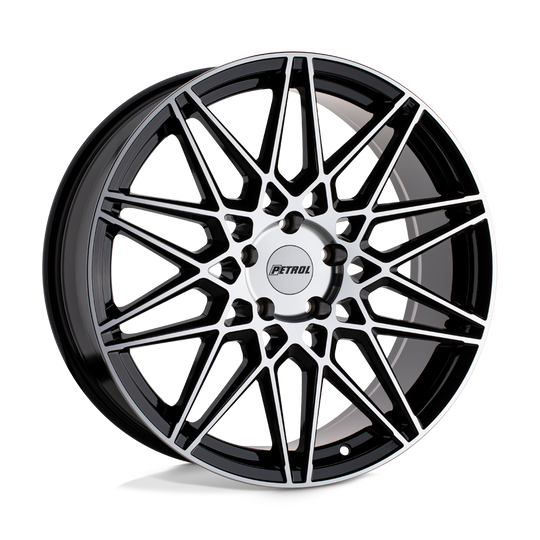 2085P3C405115F76 - Petrol P3C 20X8.5 5X115  40mm Gloss Black W/ Machined Face - Petrol Wheels Canada