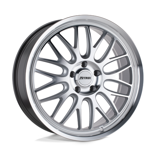 1980P4C405115S76 - Petrol P4C 19X8 5X115  40mm Silver W/ Machined Face & Lip - Petrol Wheels Canada