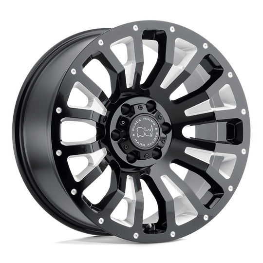 2095PNT068180B25 - Black Rhino Pinatubo 20X9.5 8X180  6mm Gloss Black W/ Milled Inside Window - Black Rhino Wheels Canada