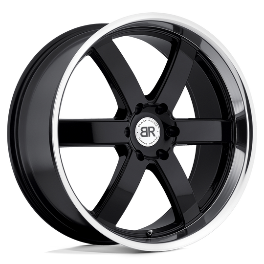 2085PND306135B87 - Black Rhino Pondora 20X8.5 6X135  30mm Gloss Black W/ Machine Ring - Black Rhino Wheels Canada