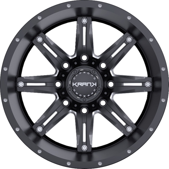 K50209818P18GBML - Krank Offroad Shaft 20X9 8X180 ET 18MM Gloss Black Milled - Krank Offroad Wheels Canada