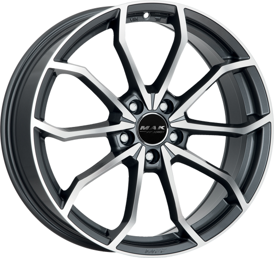 F8090LWQM26WSX - MAK Lowe-FF 19X8 5X112 ET 26MM Gunmetal With Mirror Face - MAK Wheels Canada