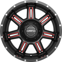Load image into Gallery viewer, K5018963539P8BMR - Krank Offroad Shaft 18X9 6X135 / 6X139.7 8mm Gloss Black Red Milled - Krank Offroad Wheels Canada