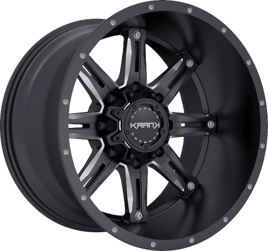 K5020952739N12GBML - Krank Offroad Shaft 20X9 5X127 ET -12MM Gloss Black Milled - Krank Offroad Wheels Canada