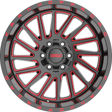 Load image into Gallery viewer, K2020963539P10BMR - Krank Offroad Coil 20X9 6X139.7 / 6X135 10mm Gloss Black Red Milled - Krank Offroad Wheels Canada