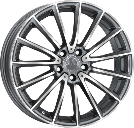 F8080KMQM43WS3X - MAK Komet 18X8 5X112 ET 43MM Gunmetal With Mirror Face - MAK Wheels Canada