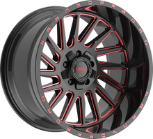 Load image into Gallery viewer, K2021252739N44BMR - Krank Offroad Coil 20X12 5X127 ET -44MM Gloss Black Red Milled - Krank Offroad Wheels Canada