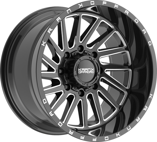 K202128165N44GBML - Krank Offroad Coil 20X12 8X165.1 ET -44MM Gloss Black Milled - Krank Offroad Wheels Canada