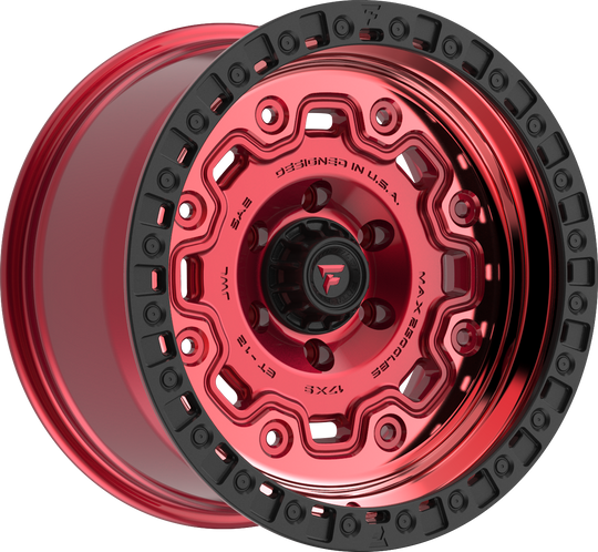 FT100-18906139P18RTB - Fittipaldi Offroad FT100RTB 18X9 6X139.7 ET 18MM Gloss Red With Black Ring - Fittipaldi Offroad Wheels Canada