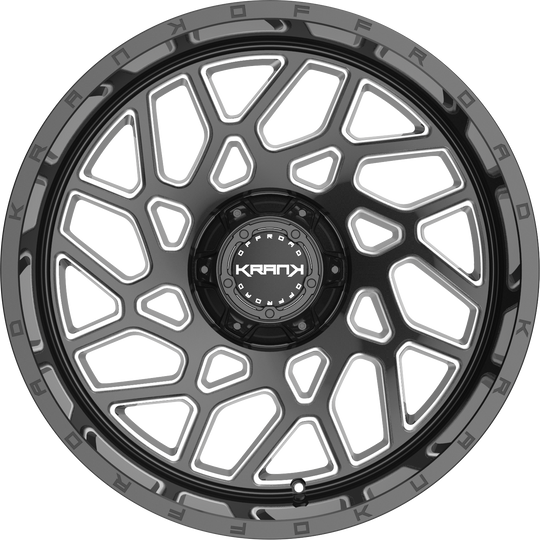 K80201263539N44GBML - Krank Offroad Ambush 20X12 6X139.7 / 6X135 -44mm Gloss Black Milled - Krank Offroad Wheels Canada