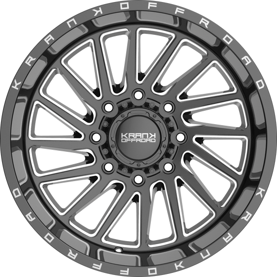K202128165N44GBML - Krank Offroad Coil 20X12 8X165.1 ET -44MM Gloss Black Milled - Krank Offroad Wheels Canada