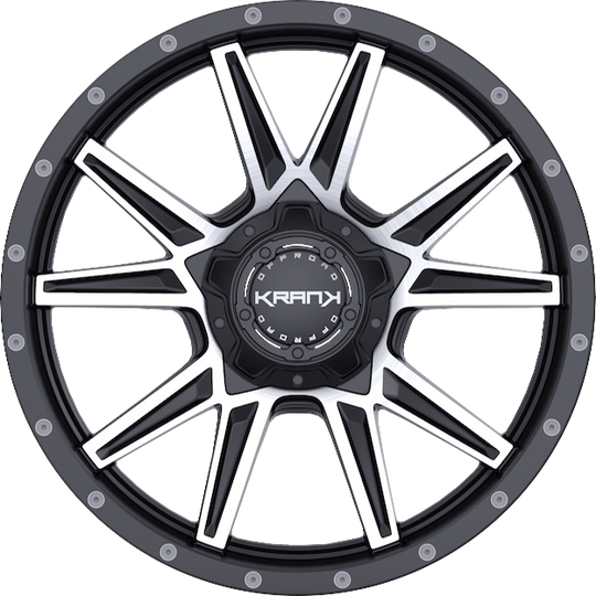 K7018952739P18GBM - Krank Offroad Cylinder 18X9 5X127 ET 18MM Gloss Black With Machined Face - Krank Offroad Wheels Canada