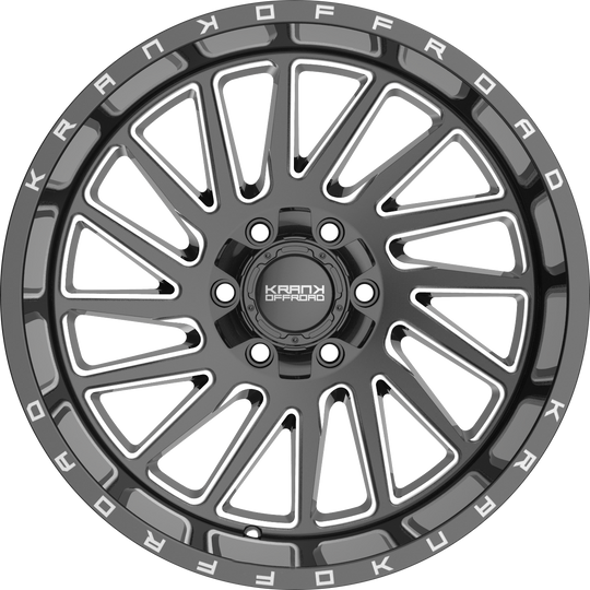 K20221263539N44GBML - Krank Offroad Coil 22X12 6X135 / 6X139.7 -44mm Gloss Black Milled - Krank Offroad Wheels Canada