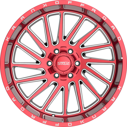 K20221263539N44RM - Krank Offroad Coil 22X12 6X135 / 6X139.7 -44mm Red Clear - Krank Offroad Wheels Canada