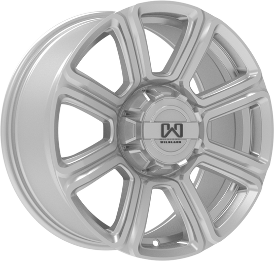 H178620394093S - Wildland Hurricane 17X8 6X120 / 6X139.7 40mm Silver - Wildland Wheels Canada