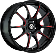 Charger l'image dans la galerie, IL8851445R - Konig Illusion 18X8 5X114.3 ET 45MM Gloss Black With Red Spoke Accents - Konig Wheels Canada