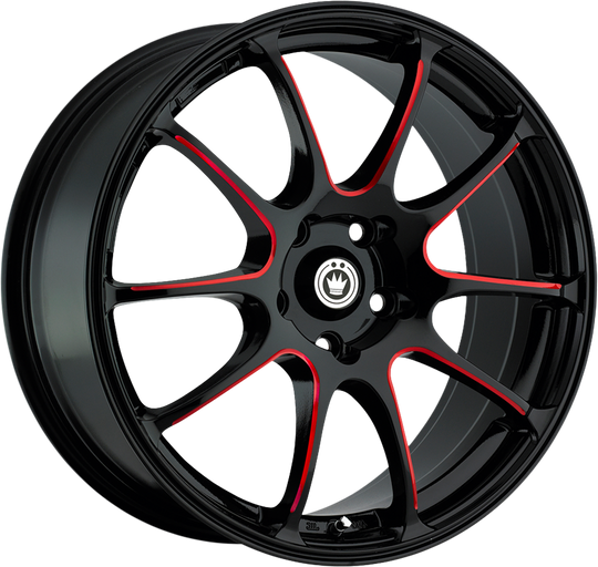IL7751040R - Konig Illusion 17X7 5X100 ET 40MM Gloss Black With Red Spoke Accents - Konig Wheels Canada