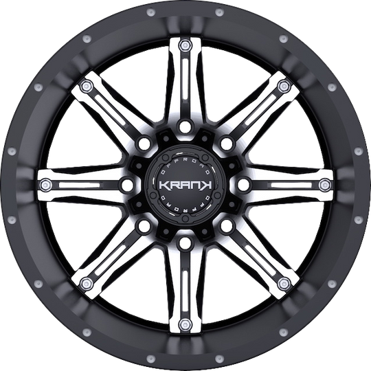 K50189515P18GBM - Krank Offroad Shaft 18X9 5X150 ET 18MM Gloss Black With Machined Face - Krank Offroad Wheels Canada