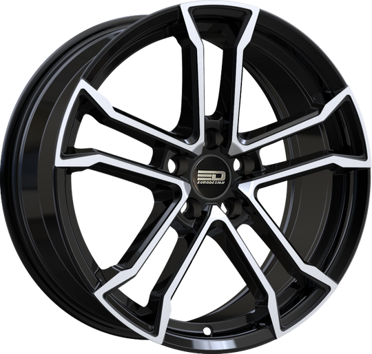 M1775EFS3572GBPT - Euro Design Monaco - EFS 17X7.5 5X100 / 5X105 / 5X110 / 5X112 / 5X115 / 5X118 / 5X108 ET 35mm Gloss Black Polished - Euro Design Wheels Canada