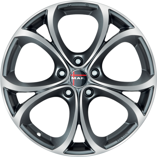 F8020LAQM33LG1X - MAK Lario 20X8 5X110 ET 33MM Gunmetal With Mirror Face - MAK Wheels Canada