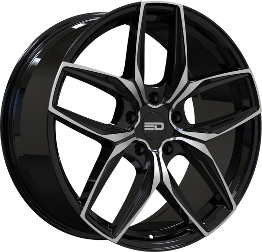 F2295EFS4072GBML - Euro Design Forza - EFS 22X9.5 5X100 / 5X105 / 5X110 / 5X112 / 5X115 / 5X118 / 5X108 ET 40MM Gloss Black Milled - Euro Design Wheels Canada
