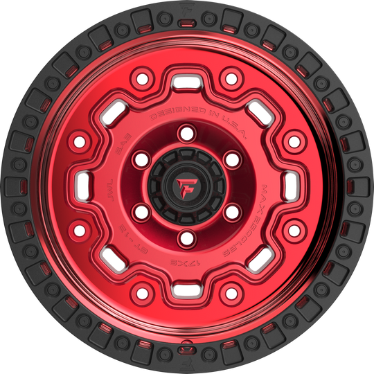 FT100-18908165P18RTB - Fittipaldi Offroad FT100RTB 18X9 8X165.1 ET 18MM Gloss Red With Black Ring - Fittipaldi Offroad Wheels Canada