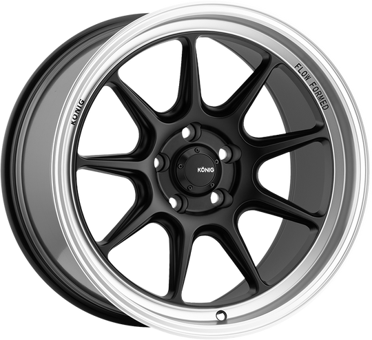 CT97514255 - Konig Countergram 17X9 5X114.3 ET 25MM Matte Black With Matte Machined Lip - Konig Wheels Canada