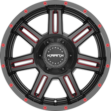 Charger l'image dans la galerie, K4021052739N24BMR - Krank Offroad Force 20X10 5X127 ET -24MM Gloss Black Red Milled - Krank Offroad Wheels Canada