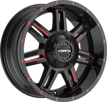 Charger l'image dans la galerie, K4021052739N24BMR - Krank Offroad Force 20X10 5X127 ET -24MM Gloss Black Red Milled - Krank Offroad Wheels Canada