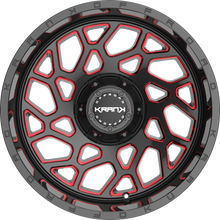 Load image into Gallery viewer, K80221263539N44BMR - Krank Offroad Ambush 22X12 6X139.7 / 6X135 -44mm Gloss Black Red Milled - Krank Offroad Wheels Canada