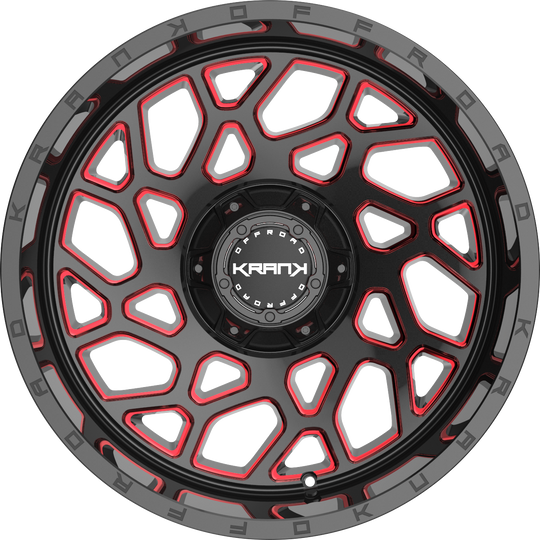 K8020963539Q00BMR - Krank Offroad Ambush 20X9 6X139.7 / 6X135 0mm Gloss Black Red Milled - Krank Offroad Wheels Canada