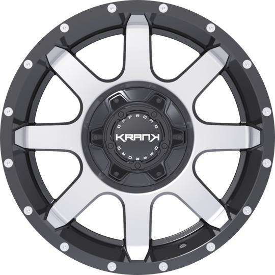 K6020952739Q00GBM - Krank Offroad Slick 20X9 5X127 ET 0MM Gloss Black With Machined Face - Krank Offroad Wheels Canada