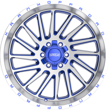 Load image into Gallery viewer, K20221263539N44BB - Krank Offroad Coil 22X12 6X139.7 / 6X135 -44mm Brushed Blue With Brushed Lip - Krank Offroad Wheels Canada
