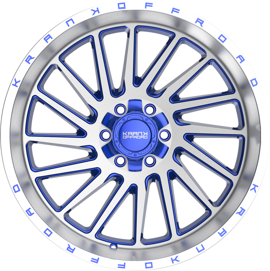 K20221263539N44BB - Krank Offroad Coil 22X12 6X139.7 / 6X135 -44mm Brushed Blue With Brushed Lip - Krank Offroad Wheels Canada